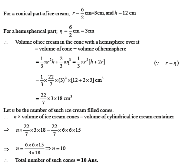 Worksheets For Class 10 Mathematics Surface Area and Volume