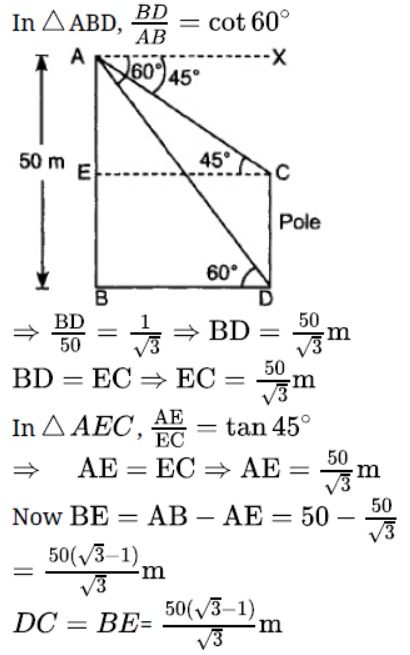 Worksheets For Class 10 Mathematics Applications Of Trigonometry