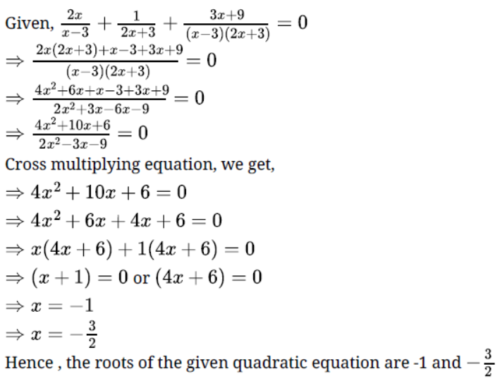 Worksheets For Class 10 Mathematics Quadratic Equation