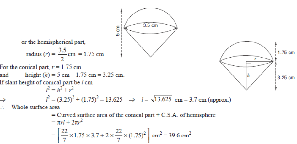 Worksheets For Class 10 Mathematics Surface Area and Volume